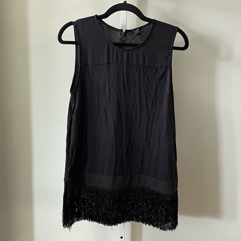 J. Crew Black Fringe Tank